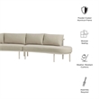 Modway Porta 3 Piece Outdoor Aluminum Modular Sofa in Khaki Stone