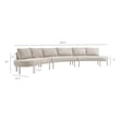 Modway Porta 3 Piece Outdoor Aluminum Modular Sofa in Khaki Stone