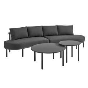 Modway Porta 4 Piece Outdoor Aluminum Modular Sofa Set in Charcoal Anthracite