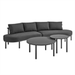 Modway Porta 4 Piece Outdoor Aluminum Modular Sofa Set in Charcoal Anthracite