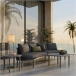 Modway Porta 4 Piece Outdoor Aluminum Modular Sofa Set in Charcoal Anthracite