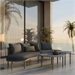 Modway Porta 4 Piece Outdoor Aluminum Modular Sofa Set in Charcoal Anthracite