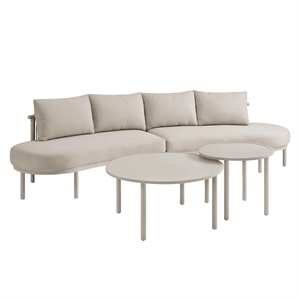 Modway Porta 4 Piece Outdoor Aluminum Modular Sofa Set in Khaki Stone