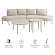 Modway Porta 4 Piece Outdoor Aluminum Modular Sofa Set in Khaki Stone