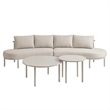 Modway Porta 4 Piece Outdoor Aluminum Modular Sofa Set in Khaki Stone