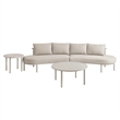 Modway Porta 4 Piece Outdoor Aluminum Modular Sofa Set in Khaki Stone