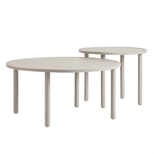 Modway Porta 2 Piece Nesting Outdoor Aluminum Coffee Table Set in Khaki Stone