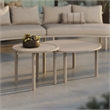 Modway Porta 2 Piece Nesting Outdoor Aluminum Coffee Table Set in Khaki Stone