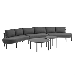 Modway Porta 5 Piece Outdoor Aluminum Modular Sofa Set in Charcoal Anthracite