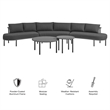 Modway Porta 5 Piece Outdoor Aluminum Modular Sofa Set in Charcoal Anthracite