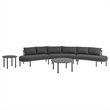 Modway Porta 5 Piece Outdoor Aluminum Modular Sofa Set in Charcoal Anthracite