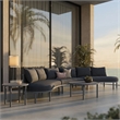 Modway Porta 5 Piece Outdoor Aluminum Modular Sofa Set in Charcoal Anthracite