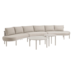 Modway Porta 5 Piece Outdoor Aluminum Modular Sofa Set in Khaki Stone