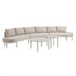Modway Porta 5 Piece Outdoor Aluminum Modular Sofa Set in Khaki Stone