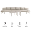 Modway Porta 5 Piece Outdoor Aluminum Modular Sofa Set in Khaki Stone
