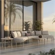 Modway Porta 5 Piece Outdoor Aluminum Modular Sofa Set in Khaki Stone