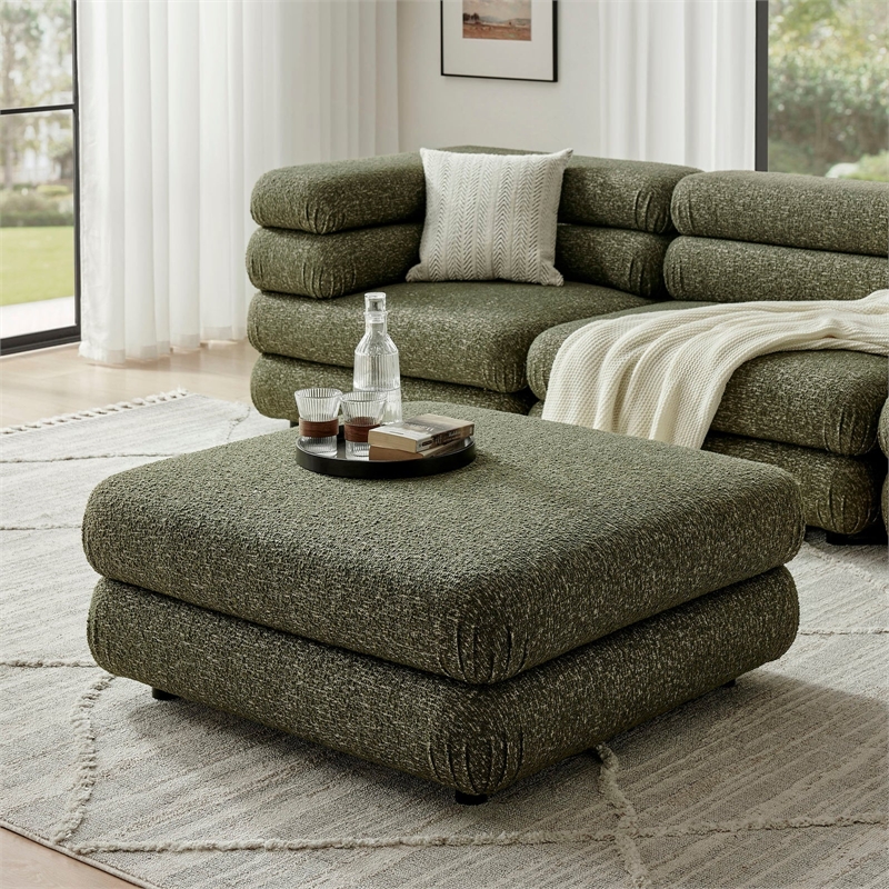 Modway Jubilee Upholstered Ottoman in Olive