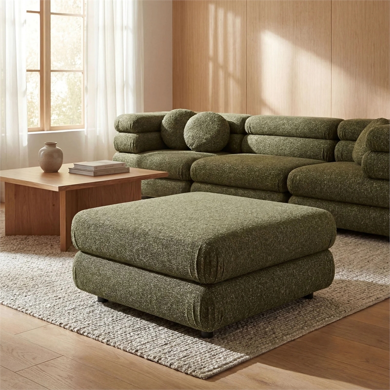 Modway Jubilee Upholstered Ottoman in Olive