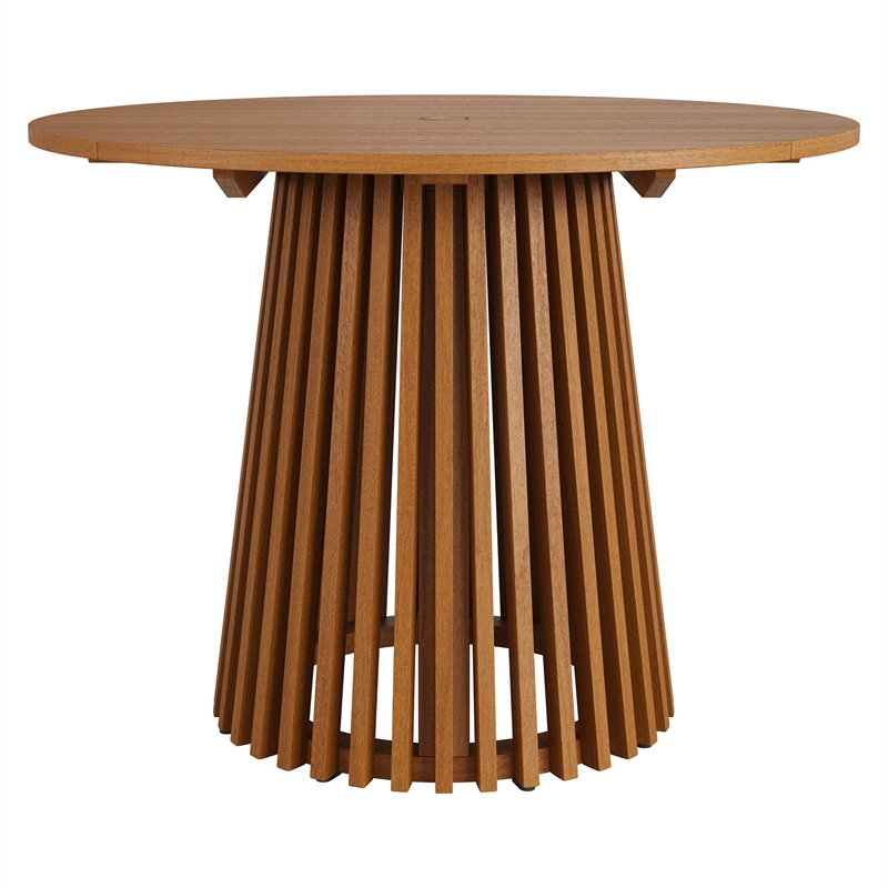 Lane 39 Inch Round Outdoor Teak Wood Dining Table in Natural