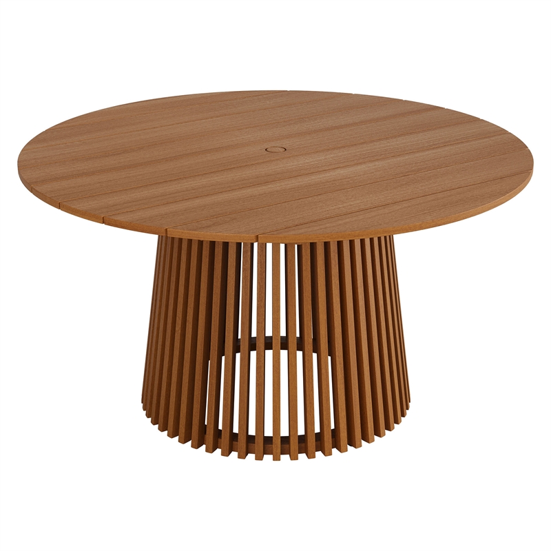 Lane 55 Inch Round Outdoor Teak Wood Dining Table in Natural