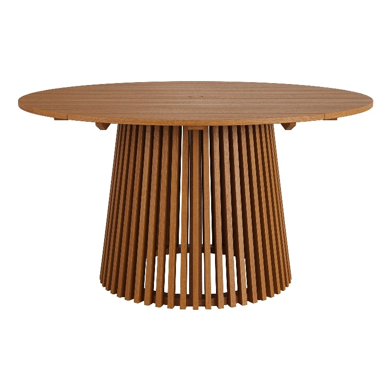 Lane 55 Inch Round Outdoor Teak Wood Dining Table in Natural