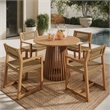 Reed 5-Piece Outdoor Teak Wood Dining Set in Natural