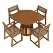 Reed 5-Piece Outdoor Teak Wood Dining Set in Natural