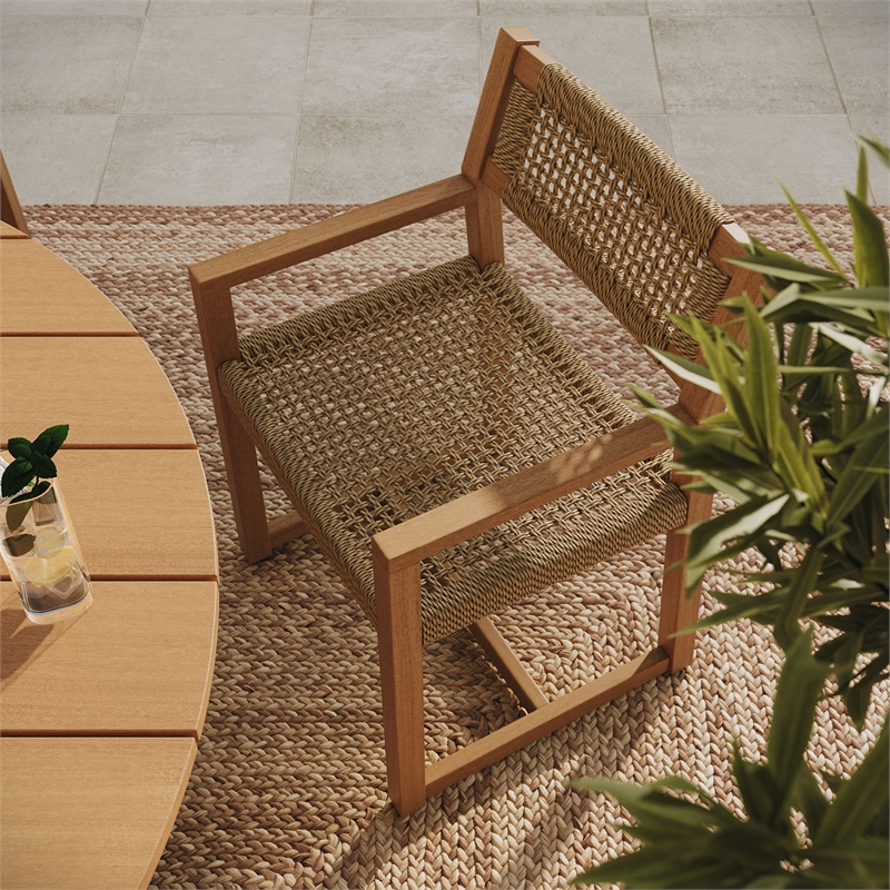 Reed 7-Piece Outdoor Teak Wood Dining Set in Natural