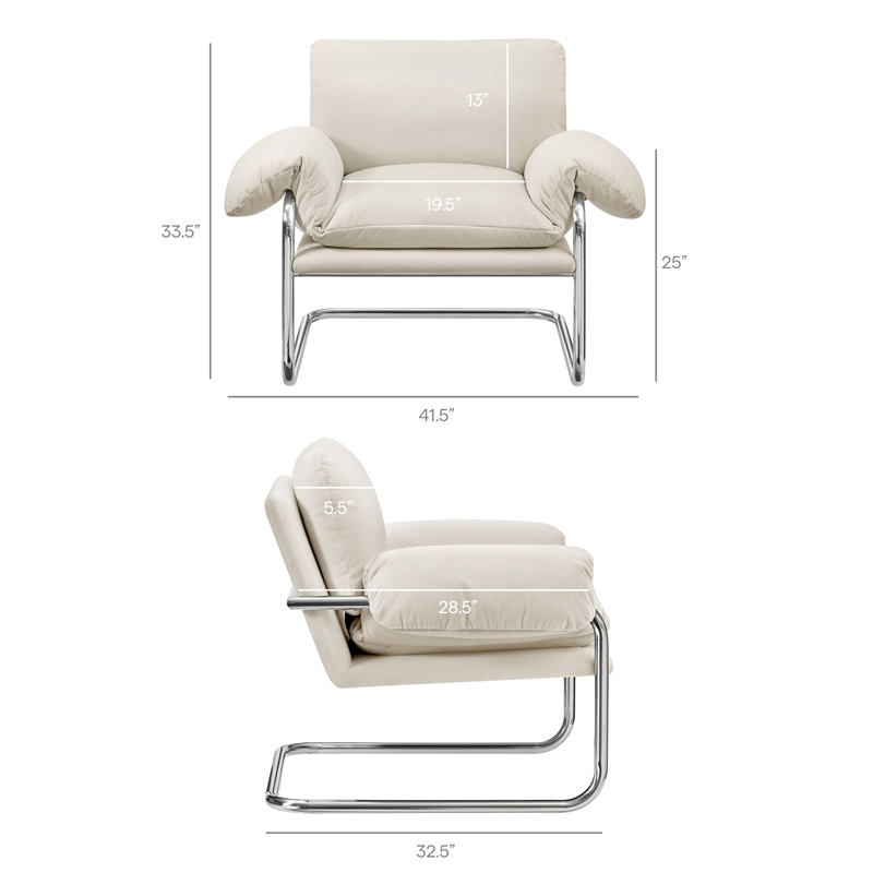 Ansel Performance Velvet Accent Chair in Alabaster