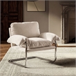 Ansel Performance Velvet Accent Chair in Alabaster