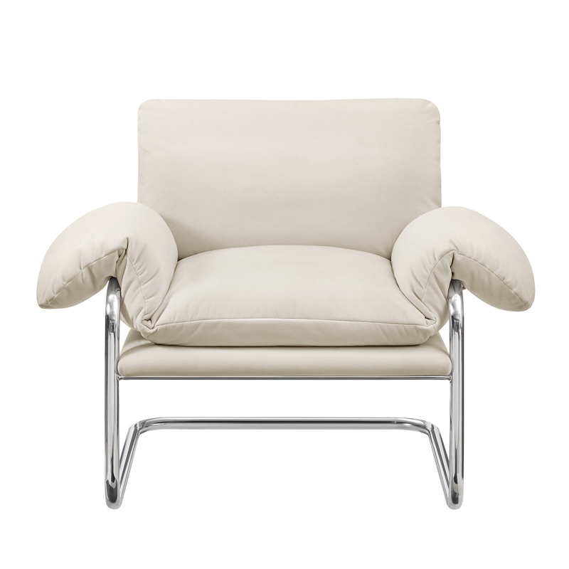 Ansel Performance Velvet Accent Chair in Alabaster