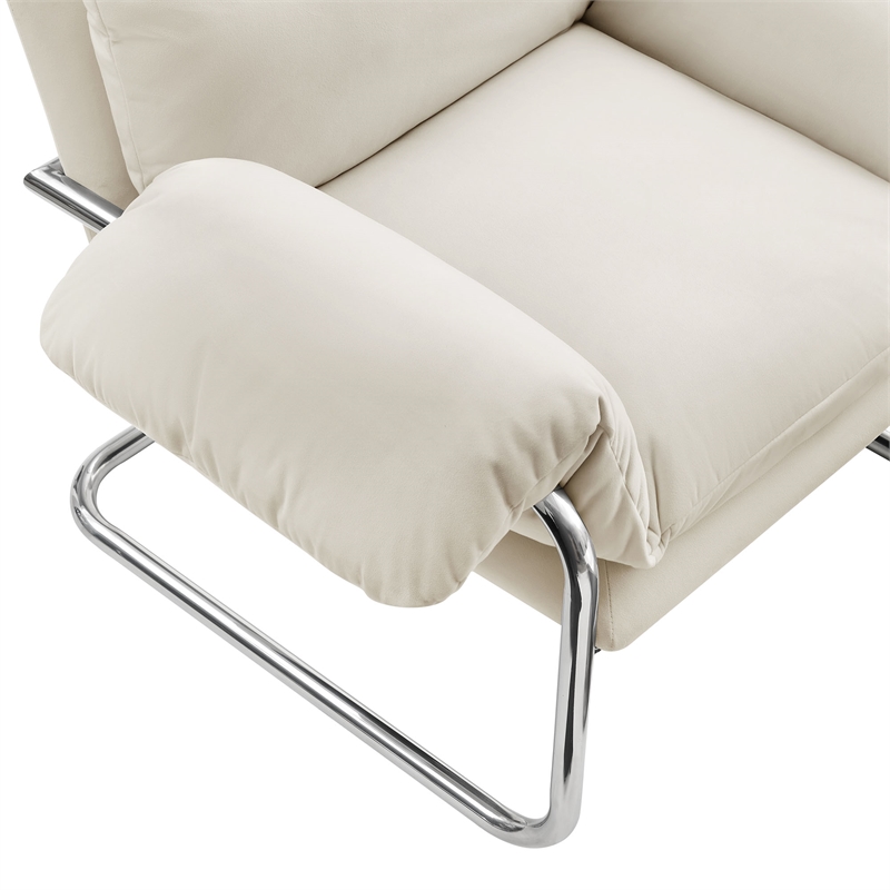 Ansel Performance Velvet Accent Chair in Alabaster