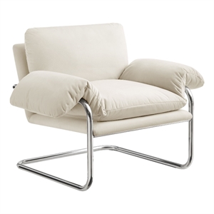 Ansel Performance Velvet Accent Chair in Alabaster