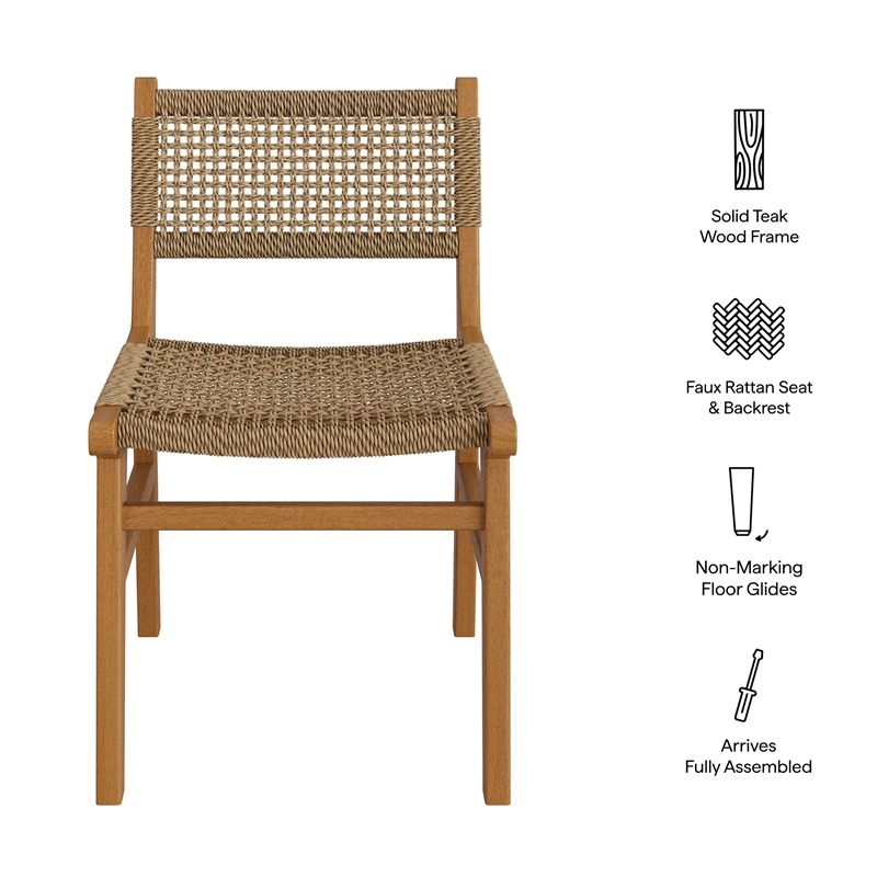 Rowe Outdoor Teak Wood Dining Chair in Natural