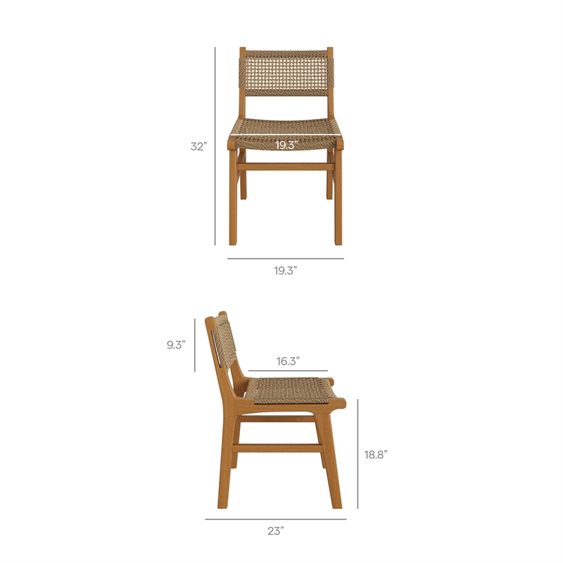 Rowe Outdoor Teak Wood Dining Chair in Natural