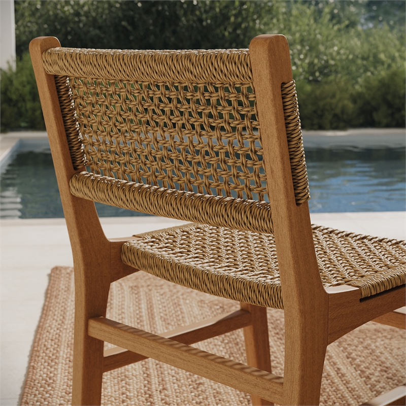 Rowe Outdoor Teak Wood Dining Chair in Natural