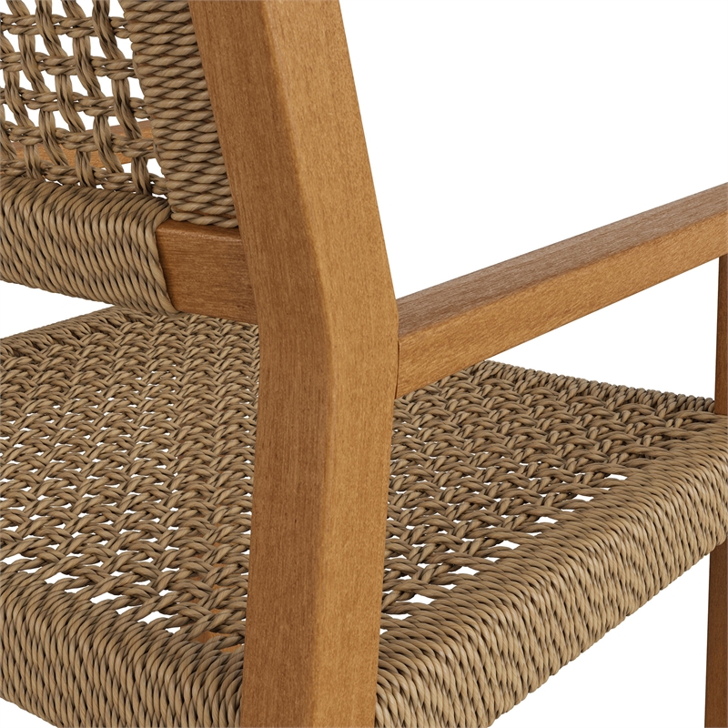 Reed Outdoor Teak Wood Rattan Dining Chair in Natural