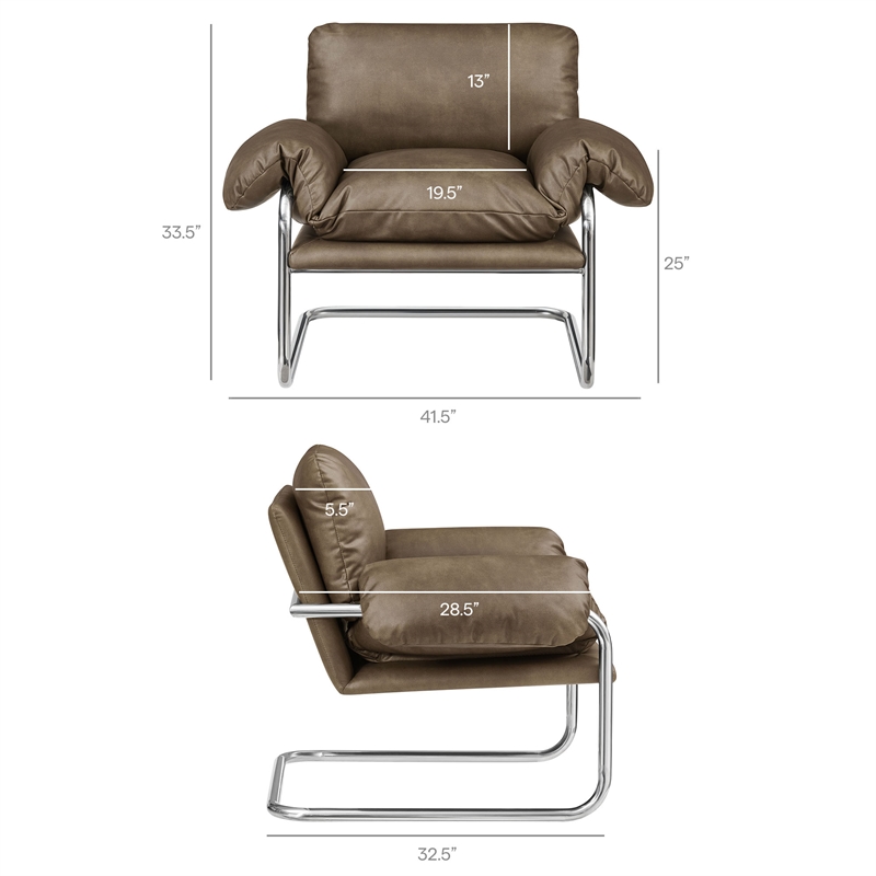 Ansel Vegan Leather Accent Chair in Mushroom
