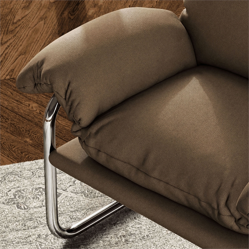 Ansel Vegan Leather Accent Chair in Mushroom
