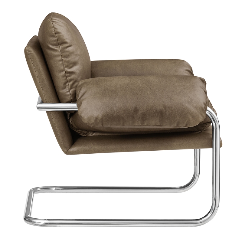 Ansel Vegan Leather Accent Chair in Mushroom