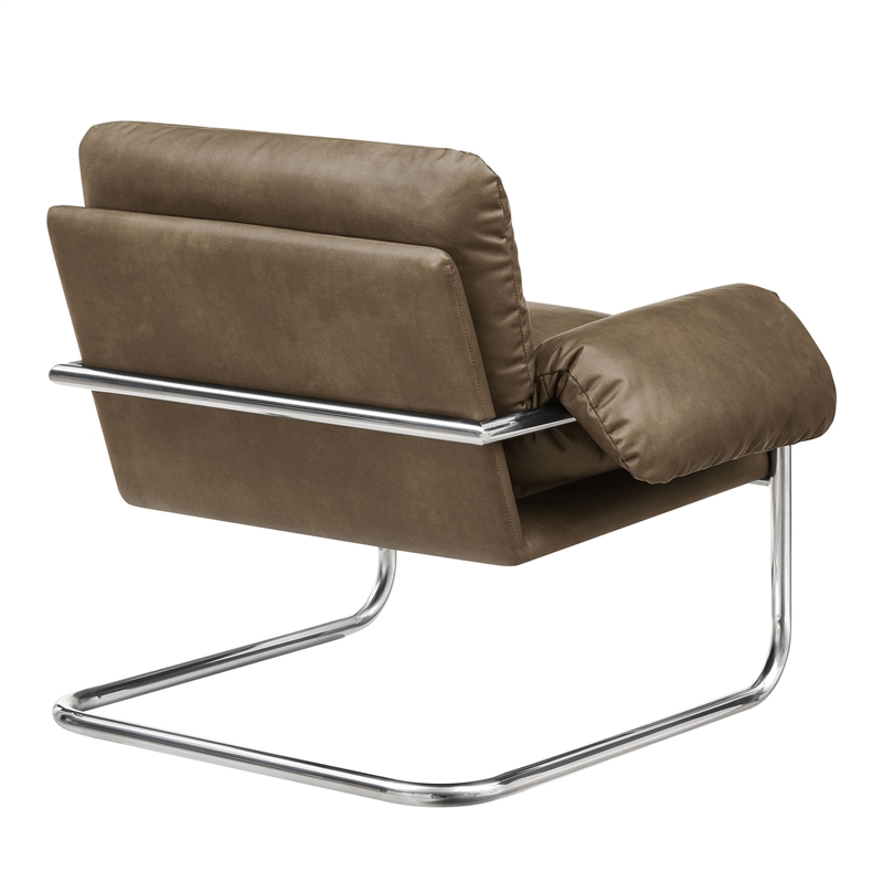 Ansel Vegan Leather Accent Chair in Mushroom