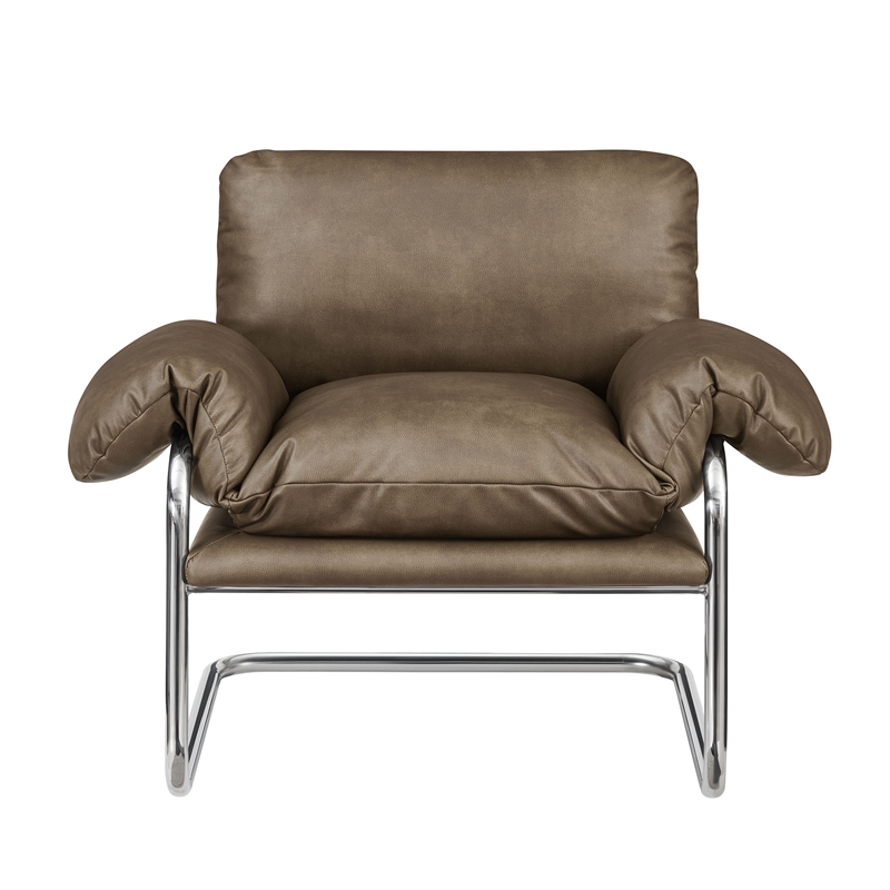 Ansel Vegan Leather Accent Chair in Mushroom