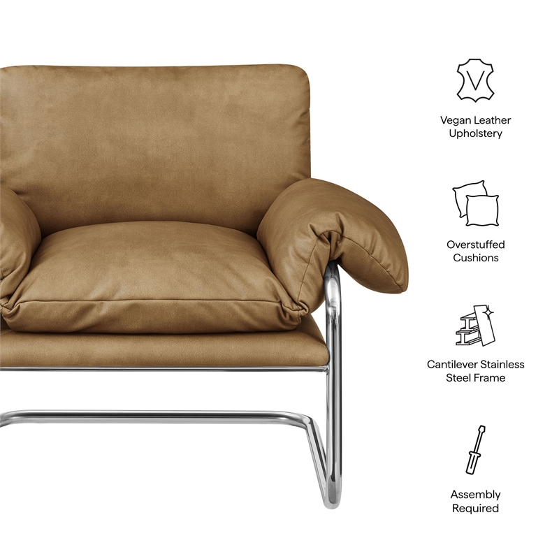 Ansel Vegan Leather Accent Chair in Toast