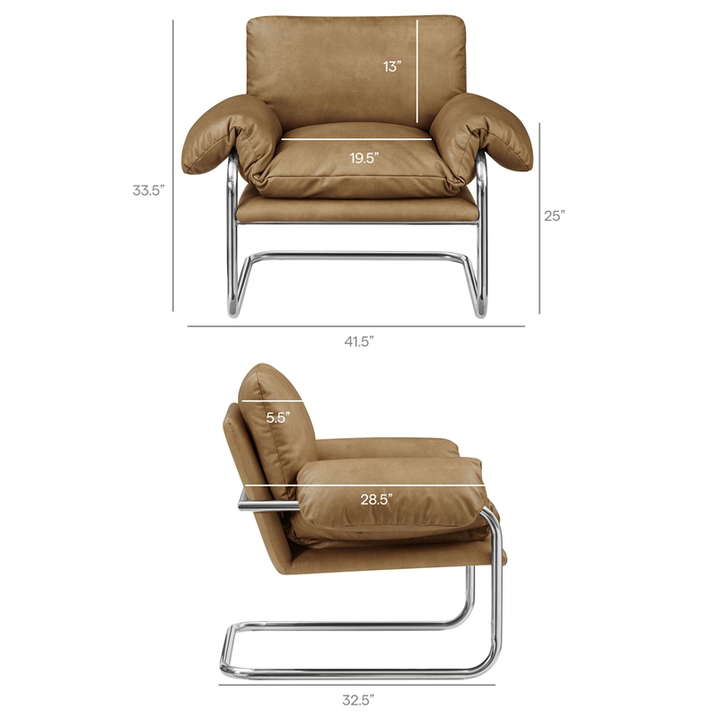 Ansel Vegan Leather Accent Chair in Toast