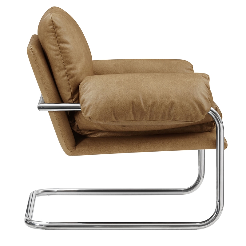 Ansel Vegan Leather Accent Chair in Toast