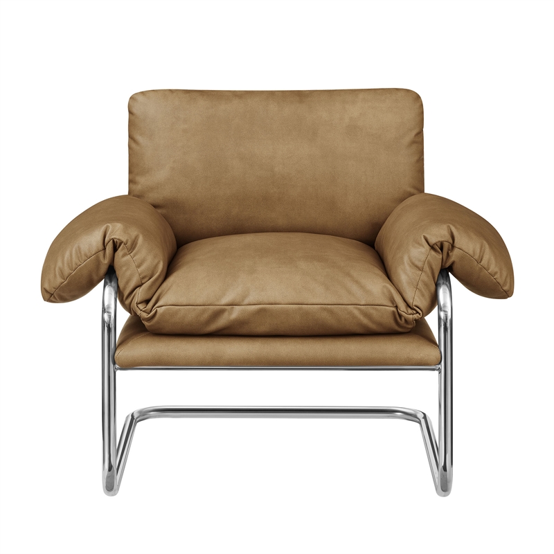 Ansel Vegan Leather Accent Chair in Toast