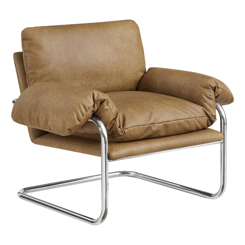 Ansel Vegan Leather Accent Chair in Toast