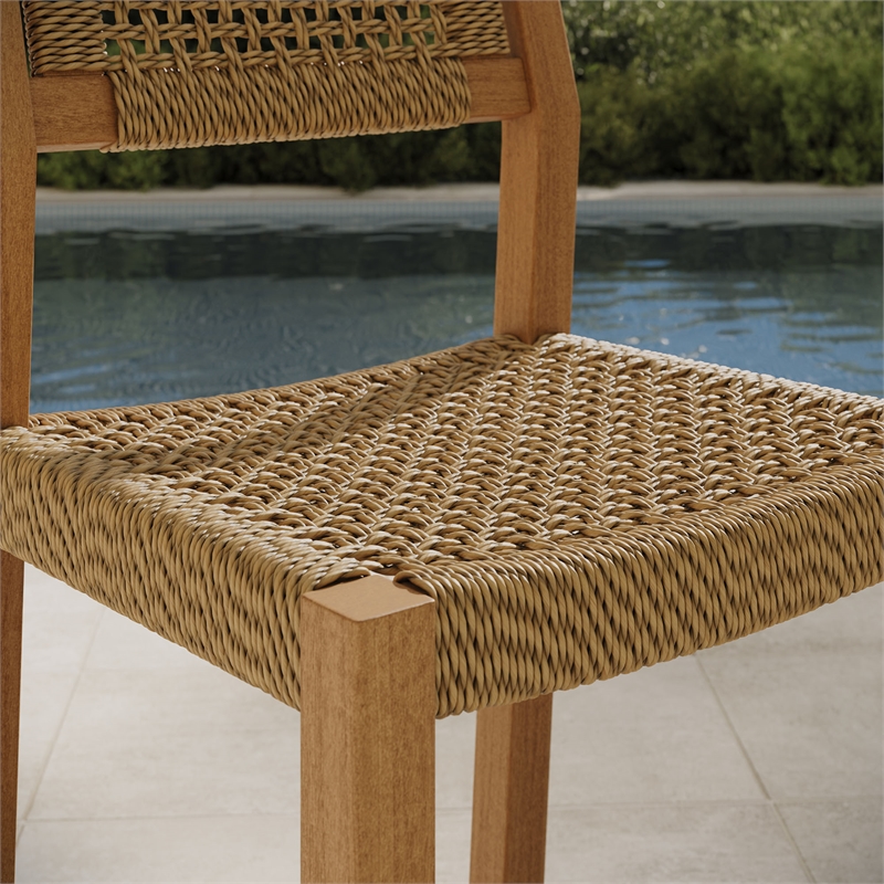 Reed 40 Inch Outdoor Outdoor Teak Wood Counter Stool in Natural