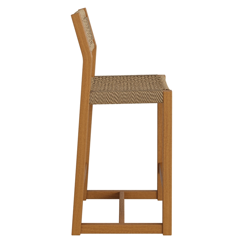 Reed 40 Inch Outdoor Outdoor Teak Wood Counter Stool in Natural