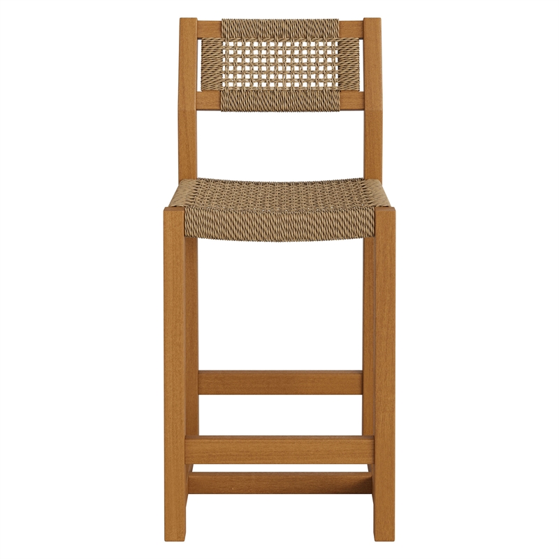 Reed 40 Inch Outdoor Outdoor Teak Wood Counter Stool in Natural